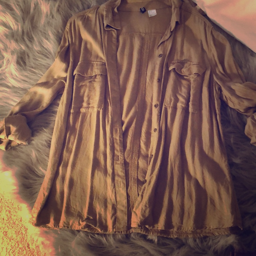 Nude Button Up Dress Shirt